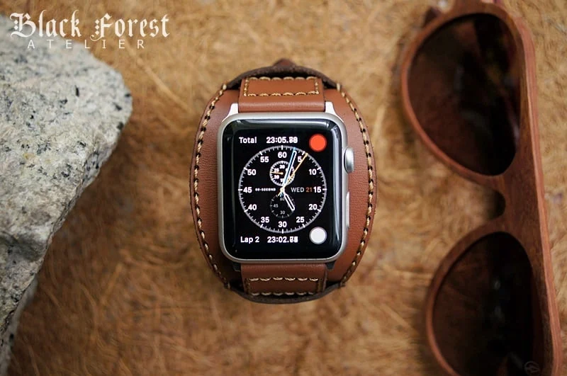 AWBF09 -CUFF Handmade Leather Strap incl. Lugs Adapter for Apple Watch 1 series and 2 Series (or Apple Watch Sport) 42mm or 38mm – image 4